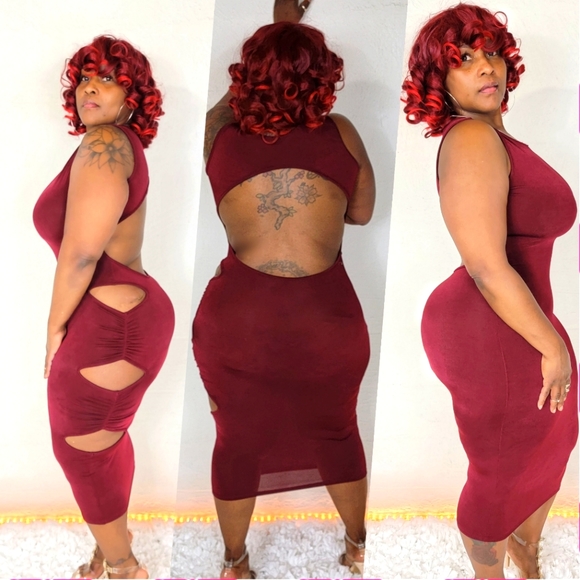 Bianca Midi Dress Burgundy - Picture 2 of 2